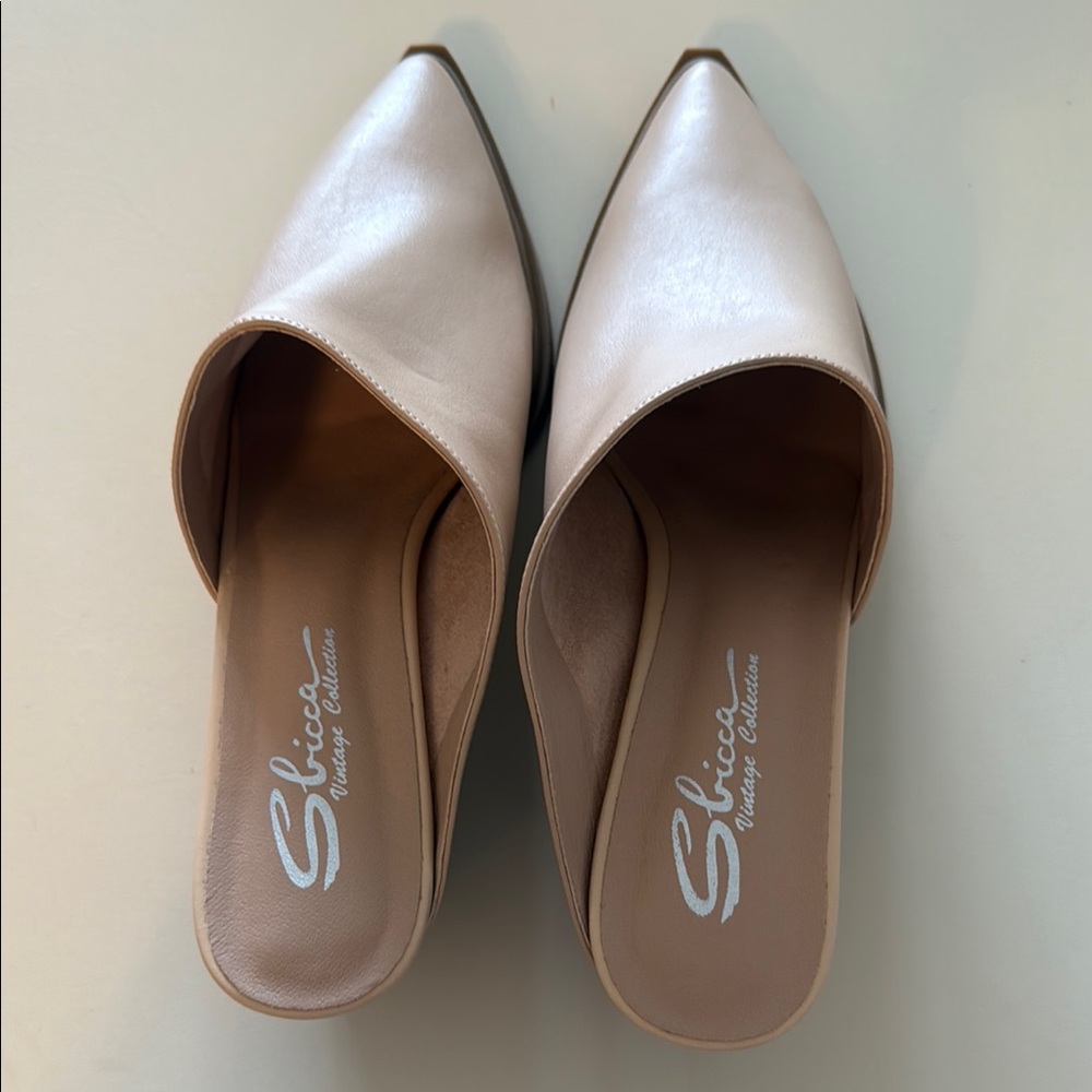 Sbicca Cream Mules with Pointed Toe Design